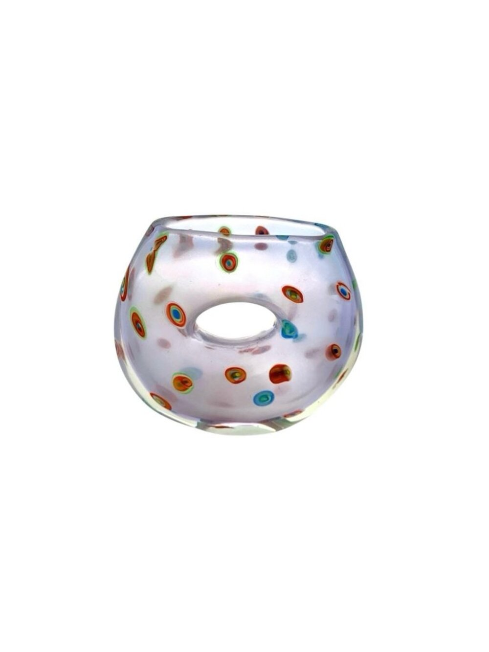 Vase Murano Glass Eye Design Clear Silver Dust Style Vintage Decor